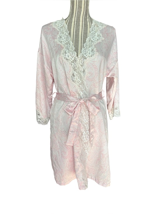 Lauren Ralph Lauren Other - Lauren Ralph Lauren Pink Lace Trim Robe Small Bridal Floral Wrap Belted